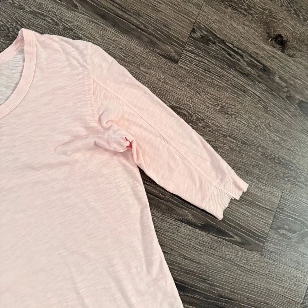 Wilt Asymmetrical Hem Top Women Small V Neck 3/4 Sleeve Pullover Tee Pink Cotton - Picture 3 of 9